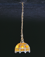 Tiffany Amber Hanging Lamp  -  PPJ Miniatures