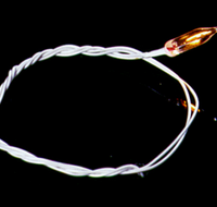 12v Flame Tip Bulb 8in White Wire  -  PPJ Miniatures