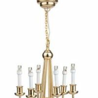 Led Brass Chandelier 6 Arm  -  PPJ Miniatures