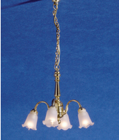 4 Down Arm Frosted Tulip Chandelier  -  PPJ Miniatures