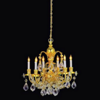 6 Arm Brass Crystal Chandelier  -  PPJ Miniatures