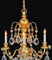 3 Arm Crystal Chandelier  -  PPJ Miniatures