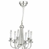 Led 6 Arm Chandelier Silver  -  PPJ Miniatures