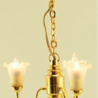 3 Lamp Frosted Tulip Chandeiler  -  PPJ Miniatures