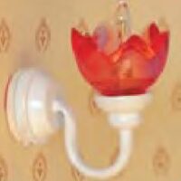 White Lily Wall Lamp Pink Shade  -  PPJ Miniatures