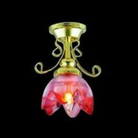 Lily Ceiling Light Red Shade  -  PPJ Miniatures