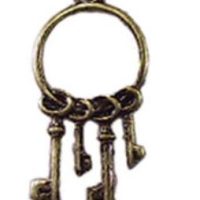 Brass Keys On Large Key Ring  -  PPJ Miniatures